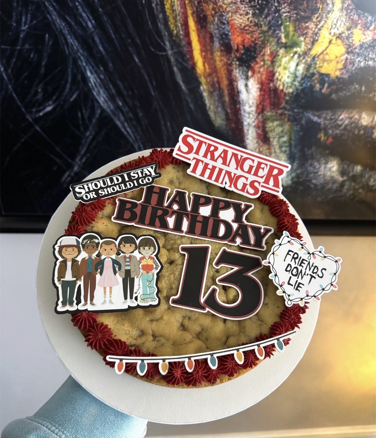 Stranger Things themed giant cookie cake