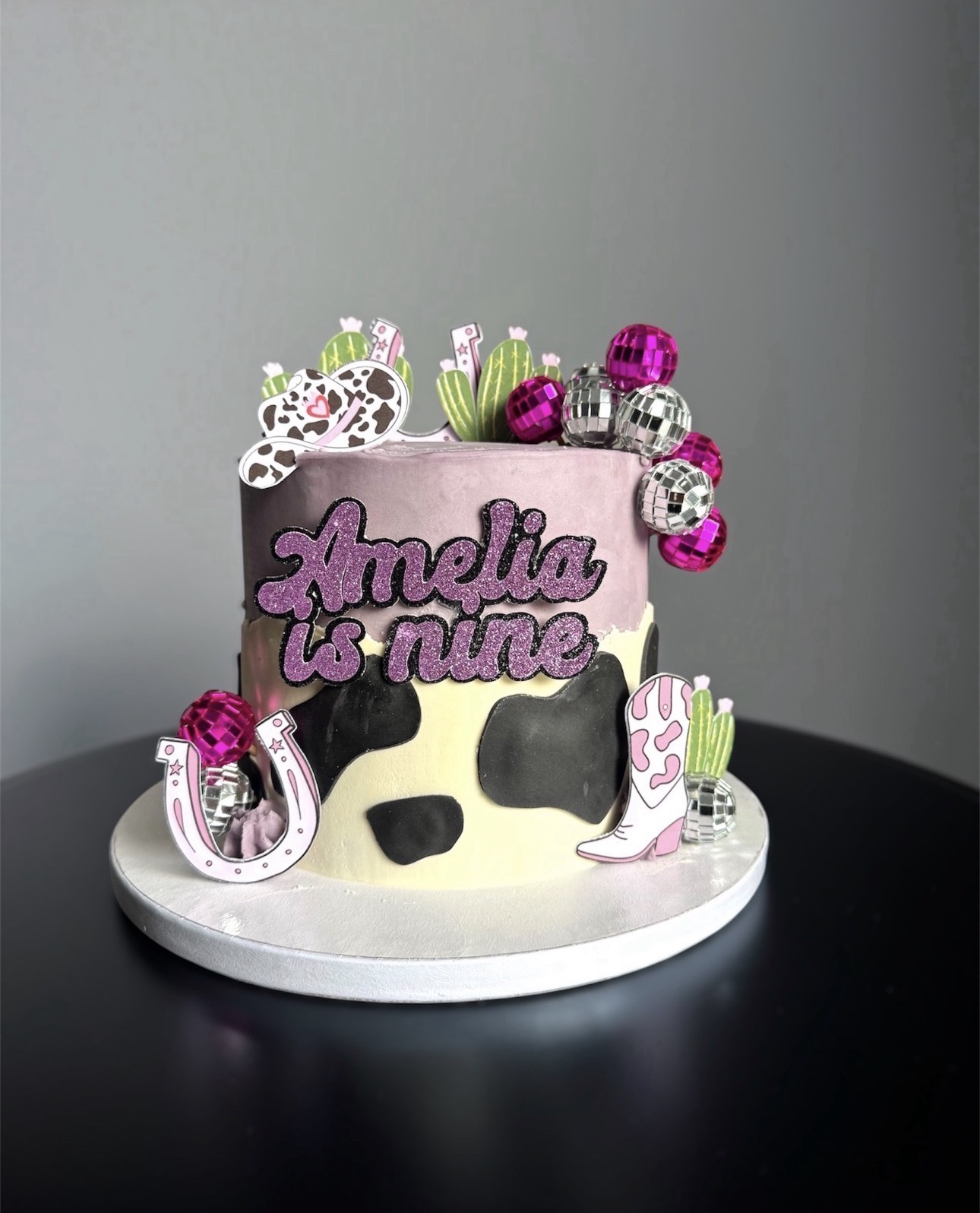Cowgirl disco themed birthday cake